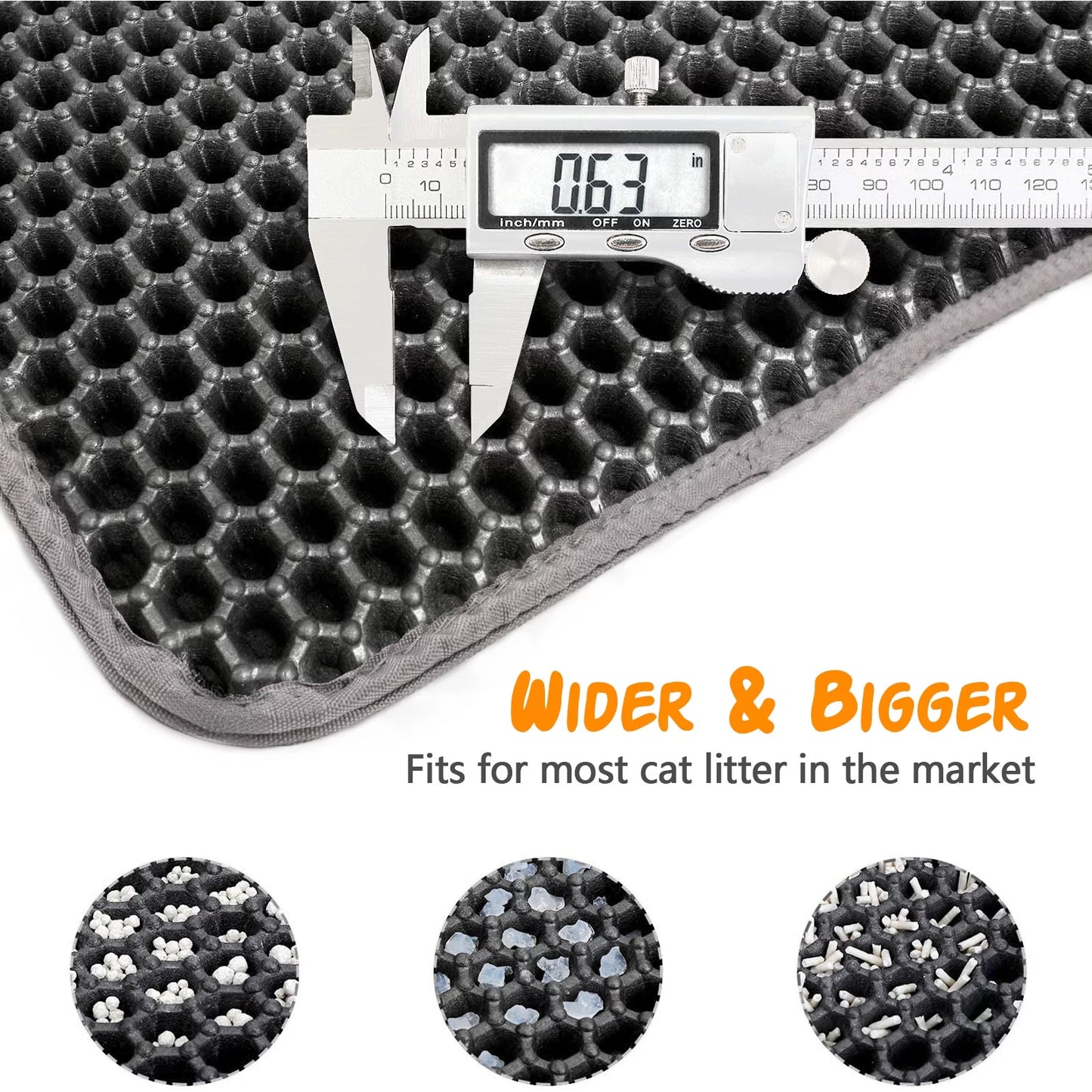 24 X 15 Inch Cat Litter Mat Kitty Litter Trapping Mat, Honeycomb Double Layer Urine Waterproof, Easier to Clean Litter Box Mat, Soft on Paws, Non-Slip(Gray)