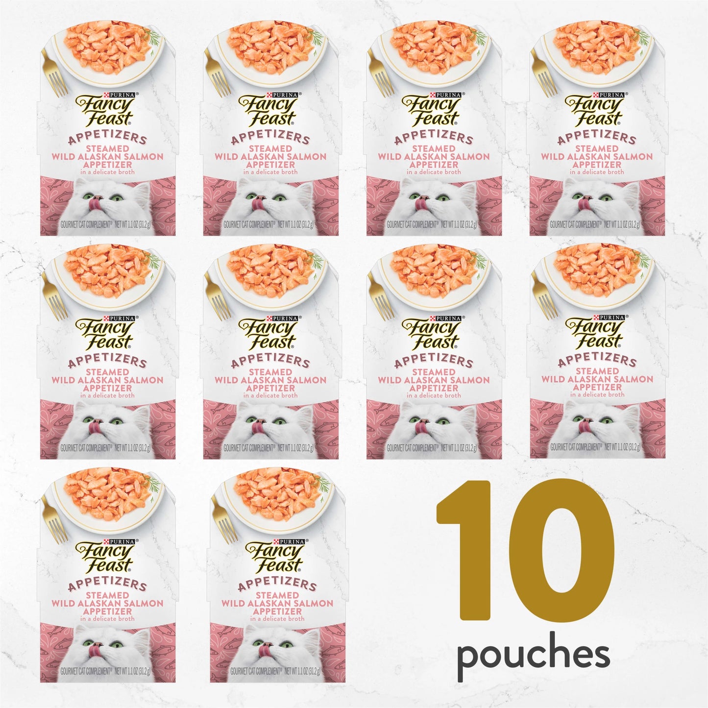 Purina Appetizers Wet Cat Food, Steamed Alaskan Salmon, 1.1 Oz Trays (10 Pack)