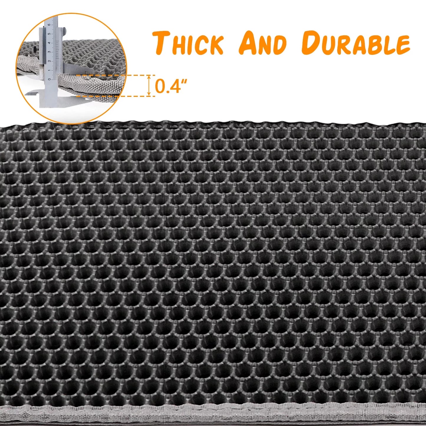24 X 15 Inch Cat Litter Mat Kitty Litter Trapping Mat, Honeycomb Double Layer Urine Waterproof, Easier to Clean Litter Box Mat, Soft on Paws, Non-Slip(Gray)