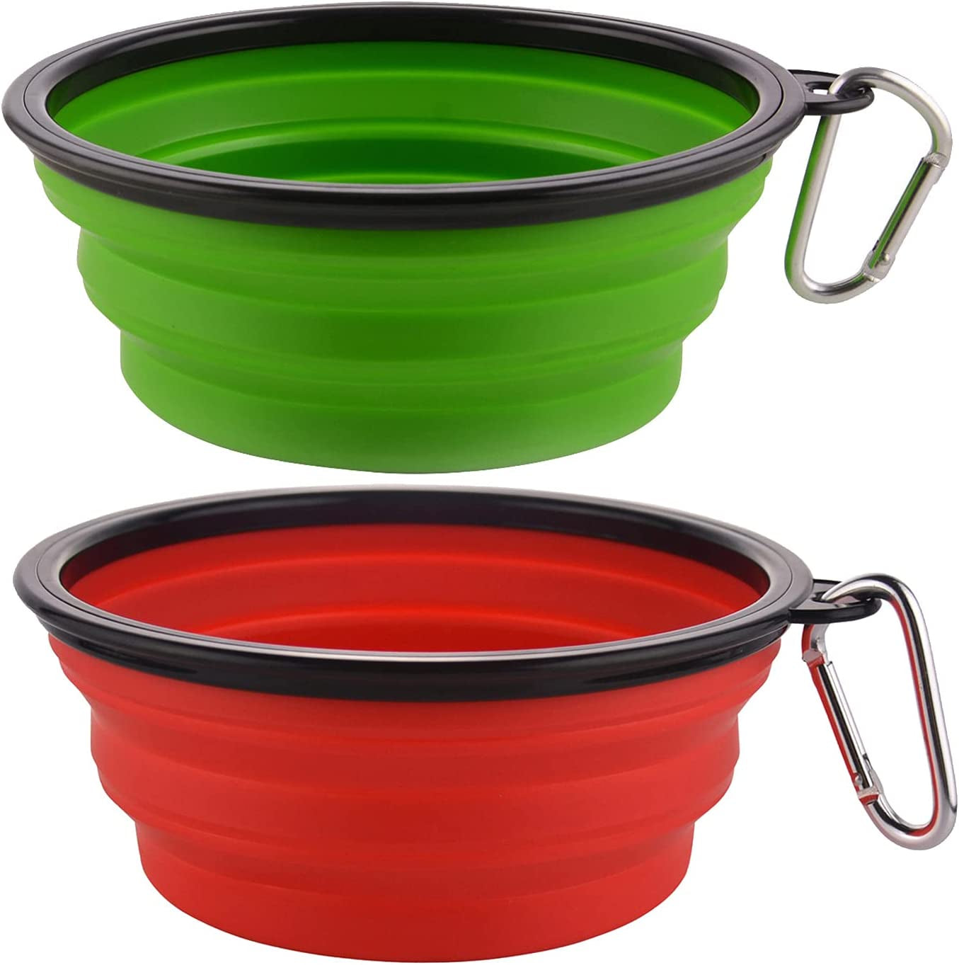 Large Collapsible Dog Bowls, 34Oz Travel Water Food Bowls Portable Foldable Collapse Dishes with Carabiner Clip for Traveling, Hiking, Walking, 2 Pack