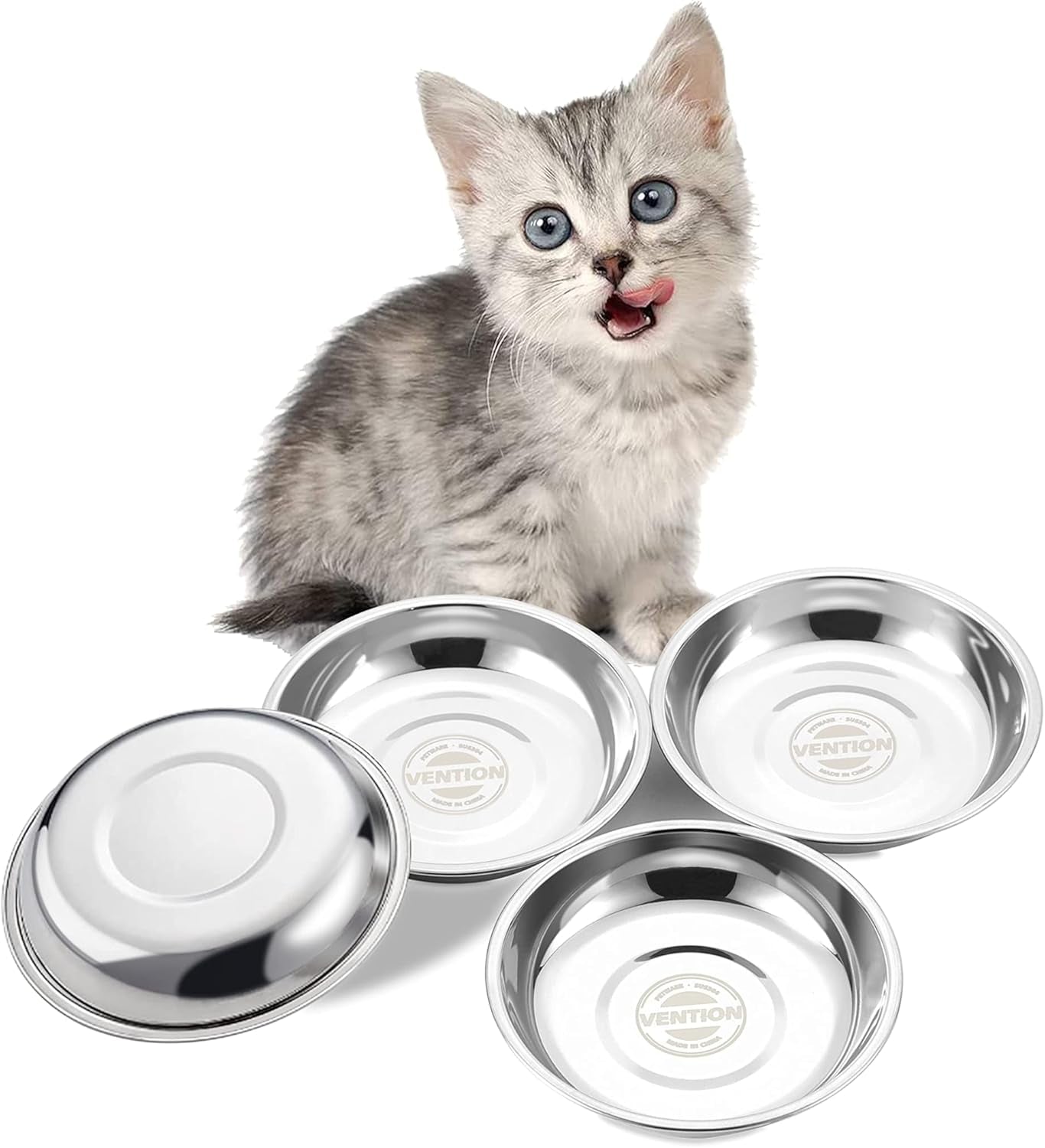 Stainless Steel Cat Bowls, Whisker Fatigue Cat Bowl, Metal Cat Dishes, Shallow Cat Food Dish