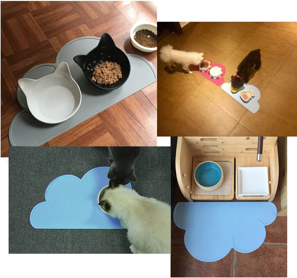 Pet Food Mats–Dog Cat Feeding Mat Top Grade Cloud Silicone Pad Anti-Slip Waterproof Anti-Slip Bowl Placemat (Dark Gray)