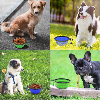 Collapsible Dog Bowl, 2 Pack Collapsible Dog Water Bowls for Cats Dogs, Portable Pet Feeding Watering Dish for Walking Parking Traveling with 2 Carabiners