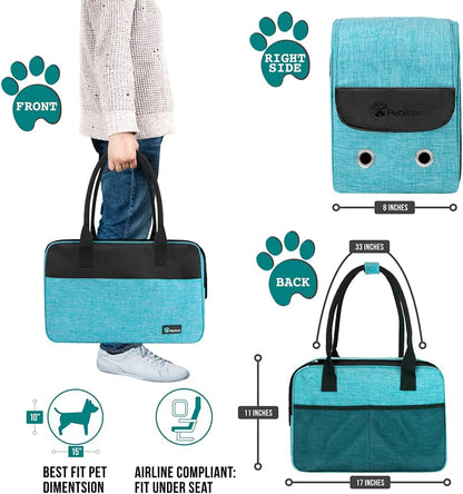 Airline Approved Dog Purse Carrier | Soft-Sided Pet Carrier for Small Dog, Cat, Puppy, Kitten | Portable Stylish Pet Travel Handbag | Ventilated Breathable Mesh, Sherpa Bed