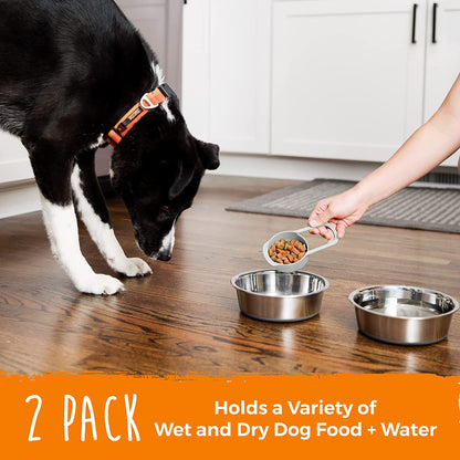 Dog Bowls Set - Non-Slip Bottom - No Spill Design - Dishwasher Safe - for Small and Large Pets - Stainless Steel Dog Water Bowl - Dog Dishs - Steel Dog Bowls - Doggie Bowls - (Small 5.5”)