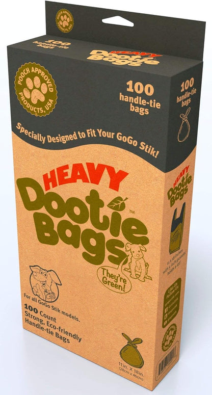 HEAVY Dootie Bags® VERY LARGE Dog and Cat Waste Poop Bags. 100 Count Strong Multi-Use, Leakproof with EZ Tie Handles and Gussets. Made with Corn Starch. Fits  and Swivel Bin Pooper Scoopers.