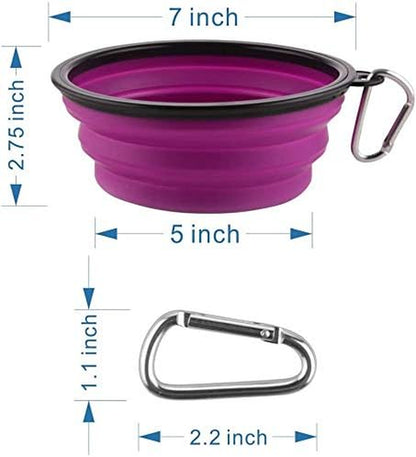 Large Collapsible Dog Bowls, 34Oz Travel Water Food Bowls Portable Foldable Collapse Dishes with Carabiner Clip for Traveling, Hiking, Walking, 2 Pack