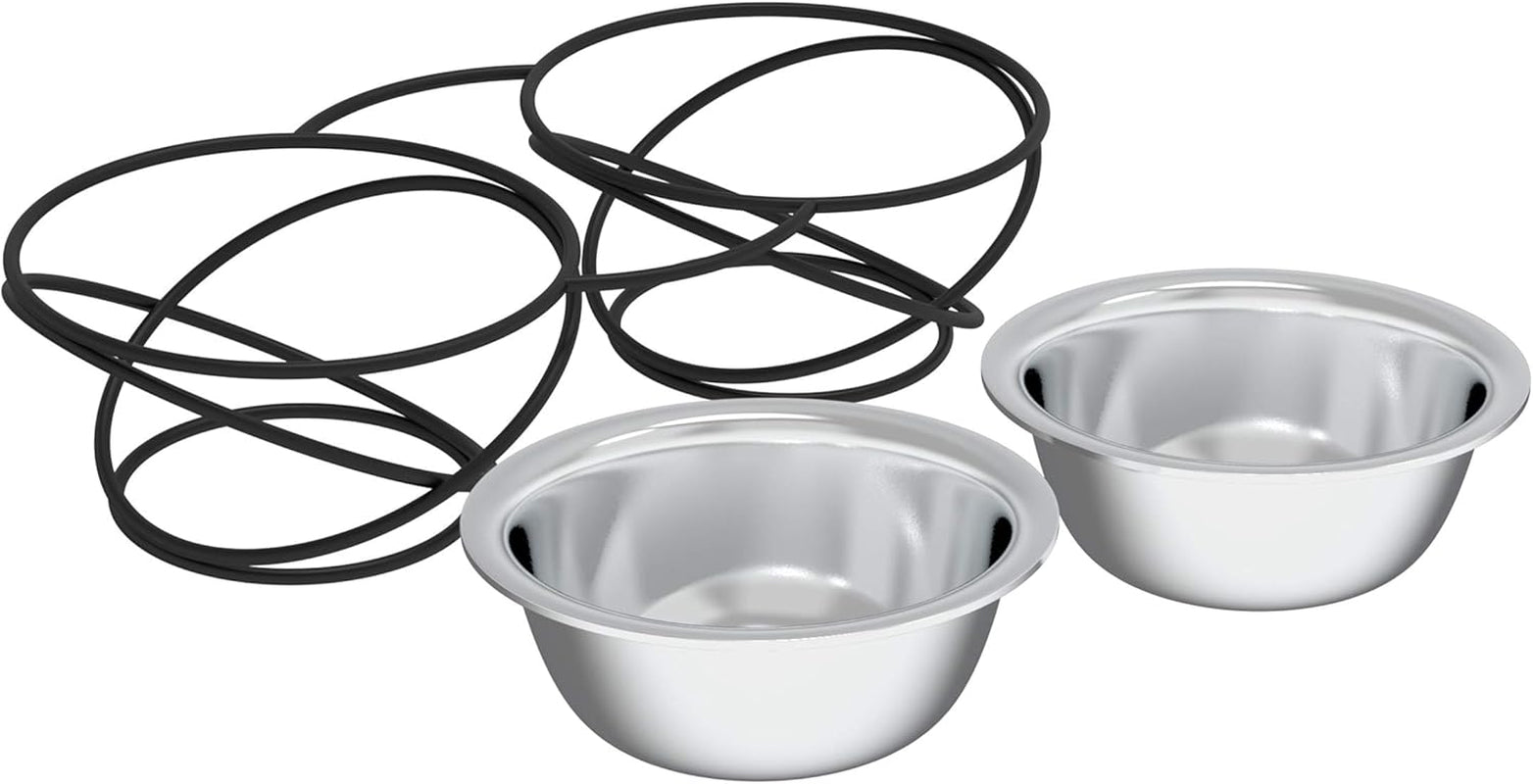 Set of 2 Elevated Dog Bowls - Stainless-Steel 40 OZ Large Food and Water Bowls for Pets with Raised 3.5-Inch-Tall Decorative Stand by ,Silver/Black