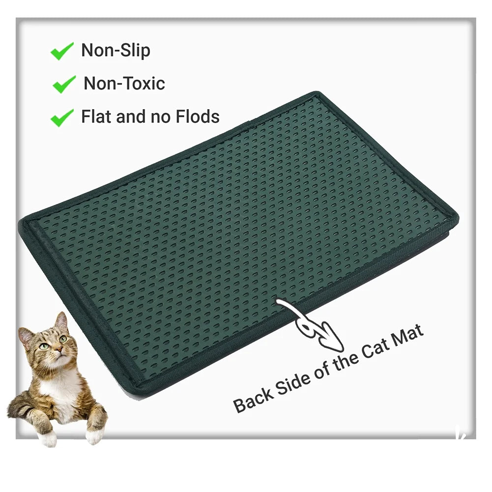 Double Layer anti Tracking Waterproof Cat Litter Trapping Mat Green