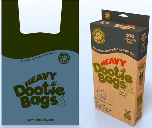 HEAVY Dootie Bags® VERY LARGE Dog and Cat Waste Poop Bags. 100 Count Strong Multi-Use, Leakproof with EZ Tie Handles and Gussets. Made with Corn Starch. Fits  and Swivel Bin Pooper Scoopers.