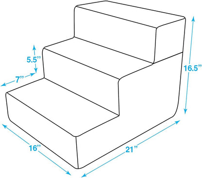 Foldable Pet Steps or Stairs with Certipur-Us Certified Foam for Dogs and Cats by