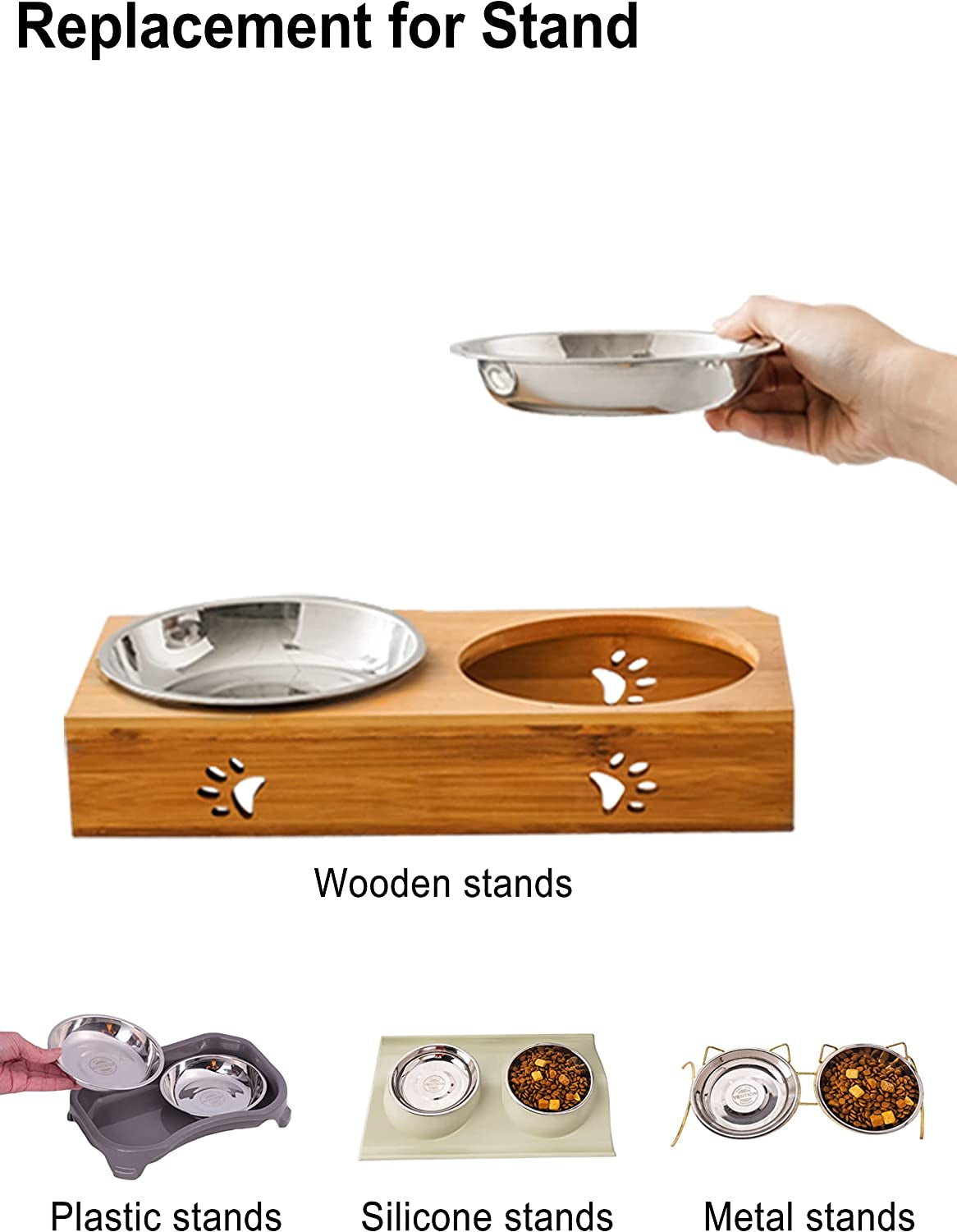 Stainless Steel Cat Bowls, Whisker Fatigue Cat Bowl, Metal Cat Dishes, Shallow Cat Food Dish