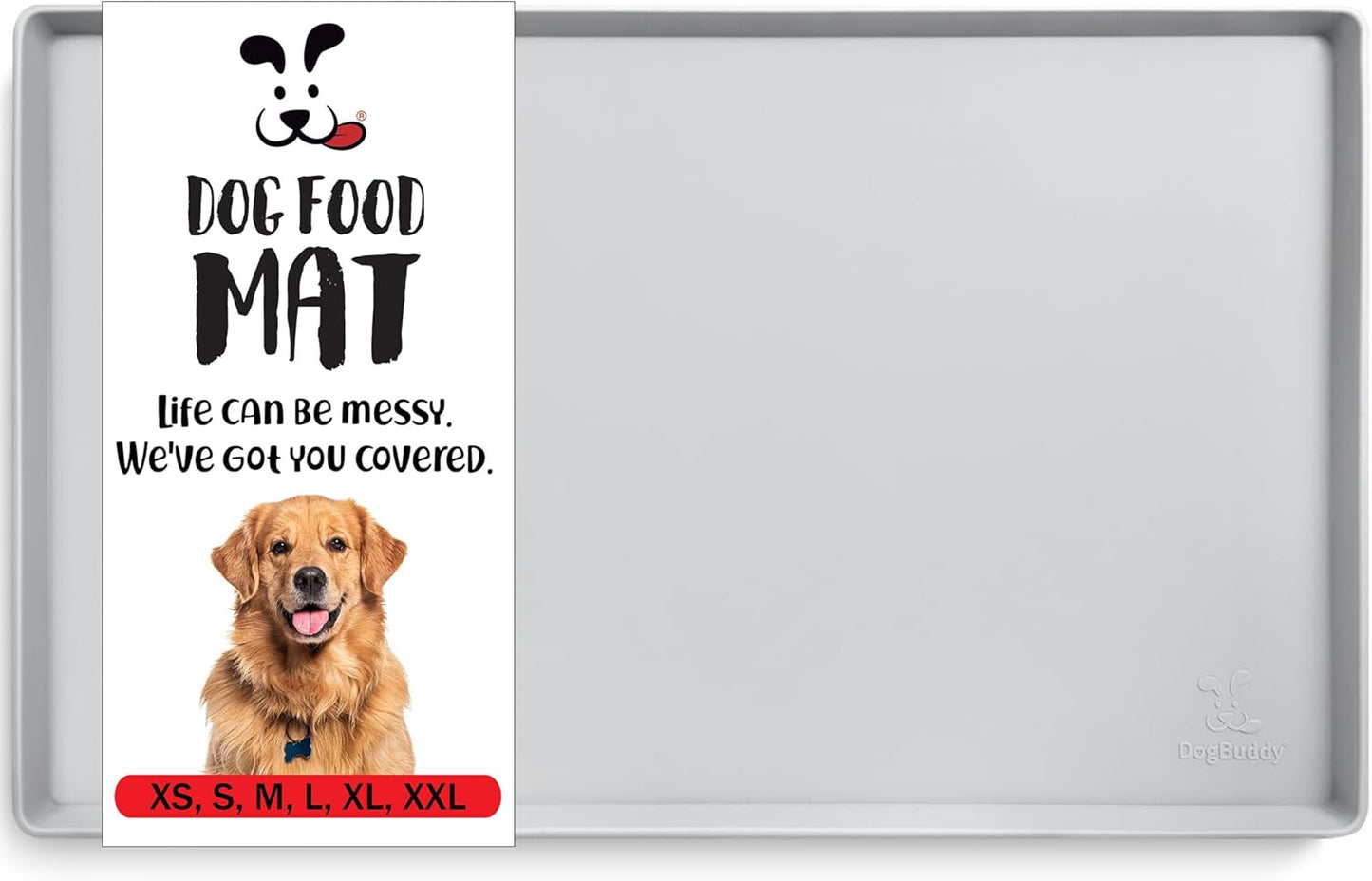 Dog Food Mat - Waterproof Dog Mat for Dog Bowls, Silicone Mat for Dog Food and Water Bowl, Rubber Dog Bowl Mat with Edges, Nonslip Pet Food Mat, Dog Feeding Mat (Large: 24"X16", Mist)