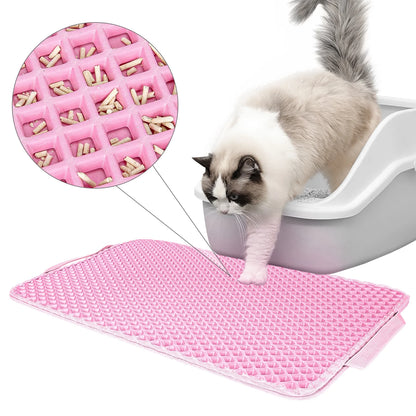 Double Layer anti Tracking Waterproof Cat Litter Trapping Mat Pink