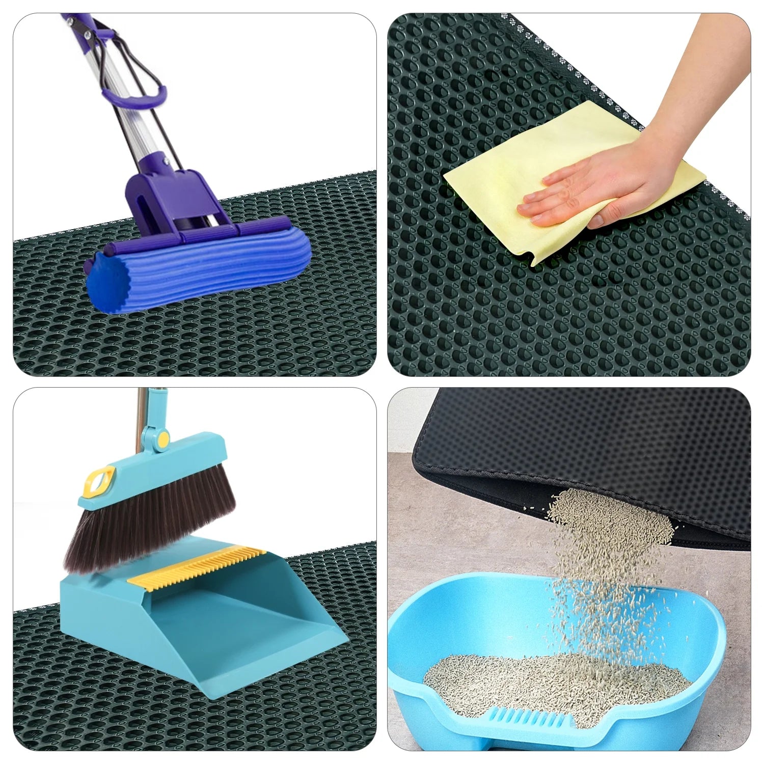 Double Layer anti Tracking Waterproof Cat Litter Trapping Mat Green