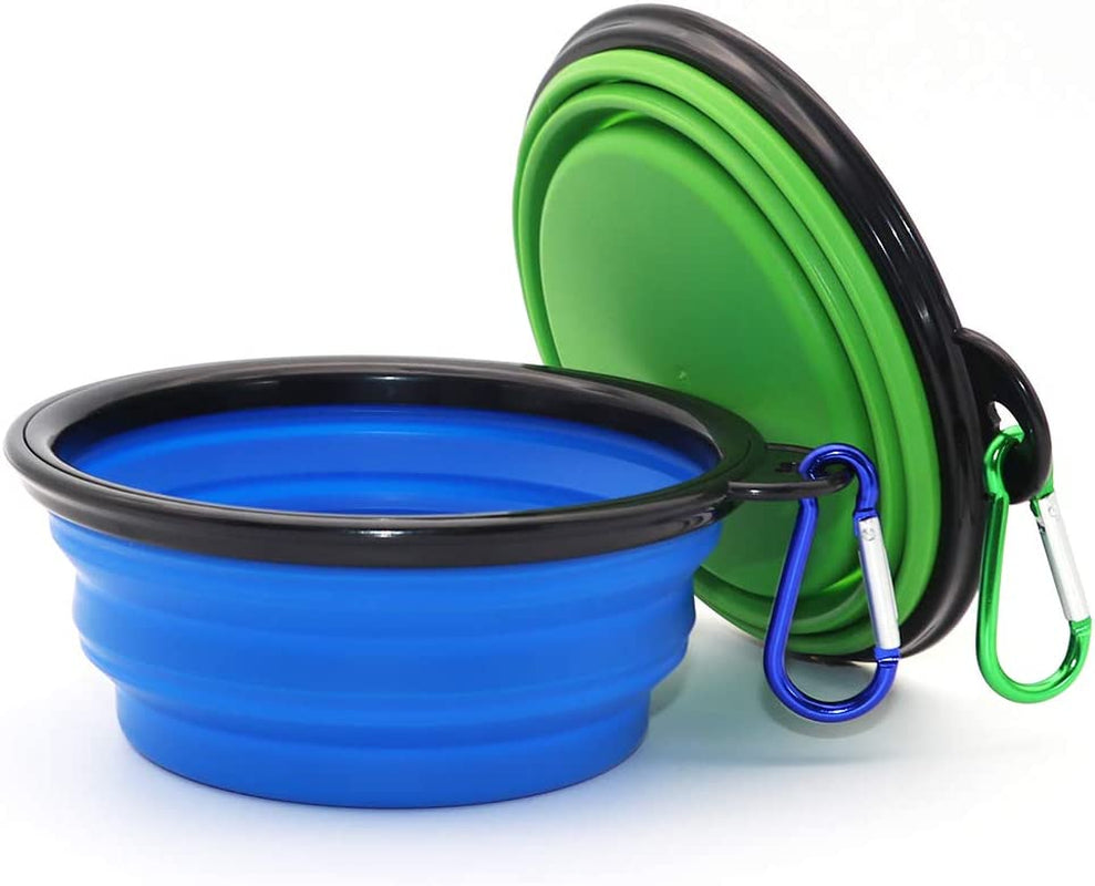 Collapsible Dog Bowl, 2 Pack Collapsible Dog Water Bowls for Cats Dogs, Portable Pet Feeding Watering Dish for Walking Parking Traveling with 2 Carabiners