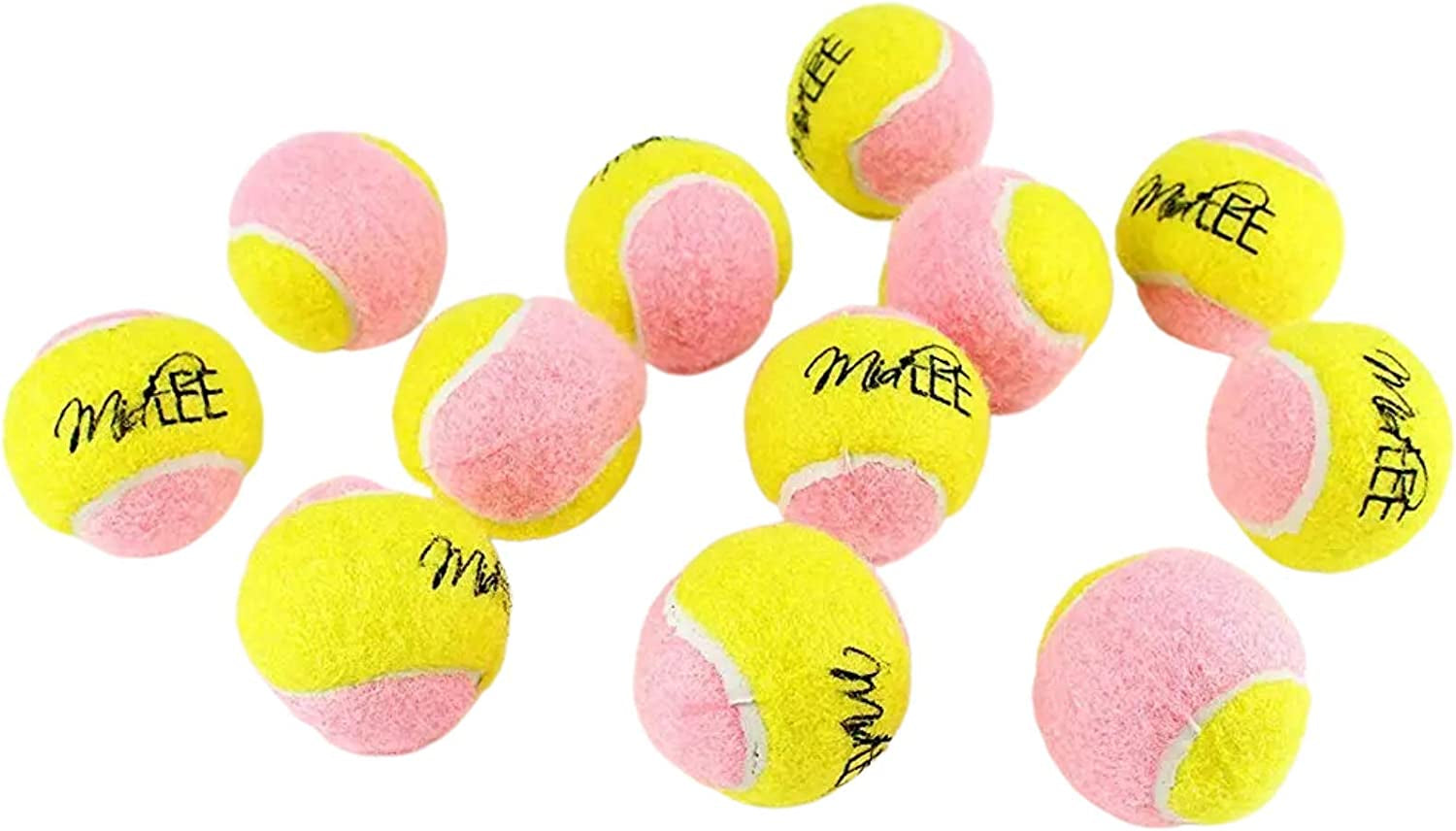 X-Small Dog Tennis Balls 1.5" Pack of 12- Puppy Mini Fetch Pet Little Tennis Balls -Yellow/Pink